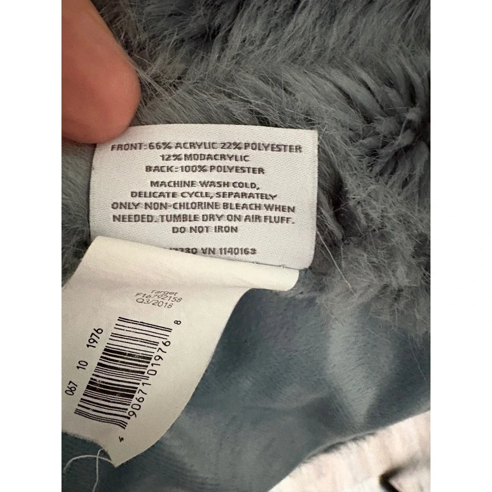 Threshold Faux Fur Throw Blanket Blue Gray Slate Plush Shaggy Soft Home Decor